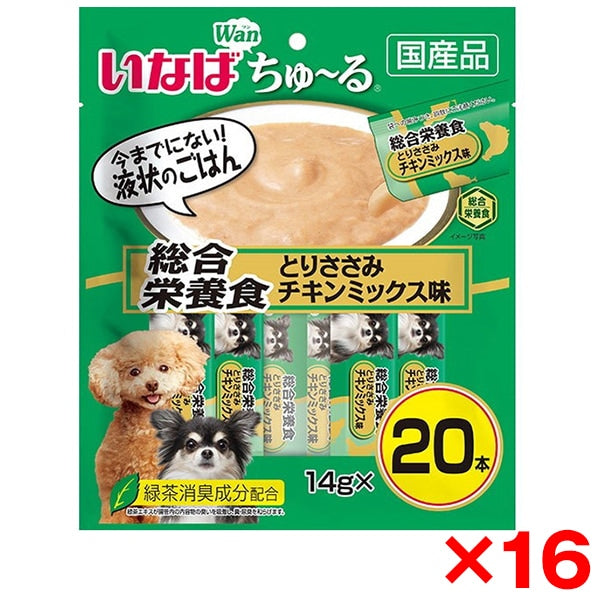 <a href="https://www.qoo10.jp/gmkt.inc/Search/brand.aspx?brandno=77771" target="_blank" class="title_brand" id="btn_brand" title="いなばペットフード">いなばペットフード</a>16個セット ちゅーる20本総合笹身チキンM14g20本