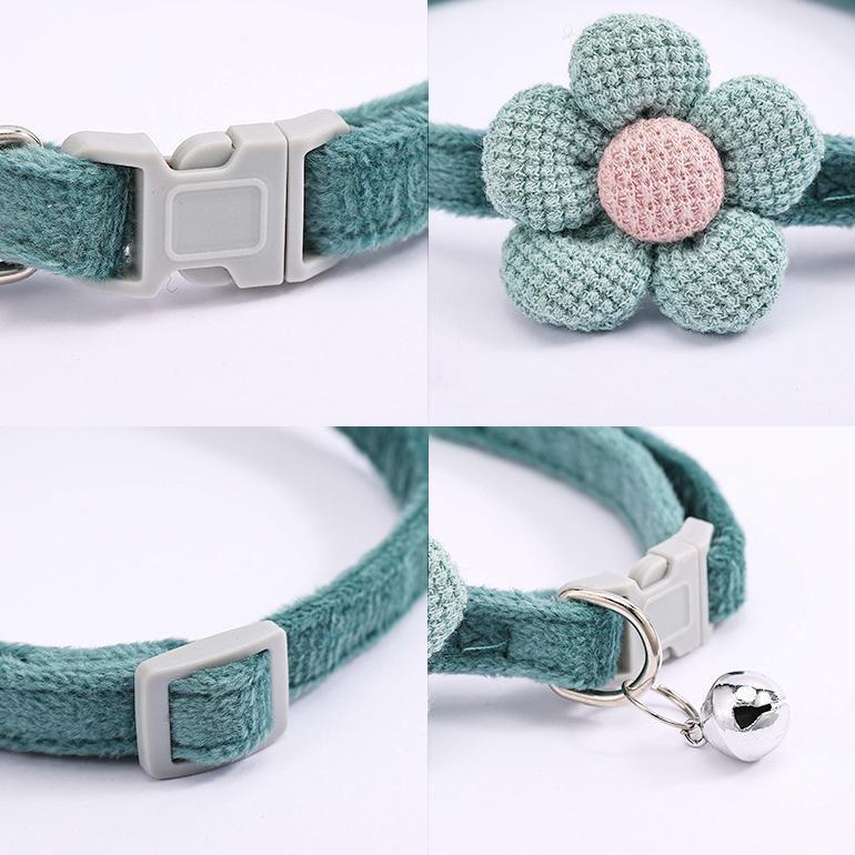 首輪 犬用 猫用 ペット用品 イヌ ネコ 小型犬 鈴付き カラー ワンタッチバックル 花 フラワー 可愛い おしゃれ お散歩 お出かけ 長さ調節可