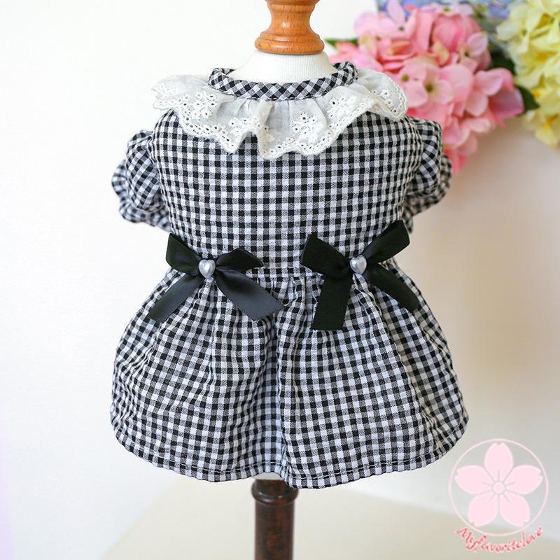 新入庫 ペット 服 安い 犬 春 夏 秋 ブラック チェック 柄 ワンピース かわいい 可愛い ハイブランド 猫 ドッグウェア