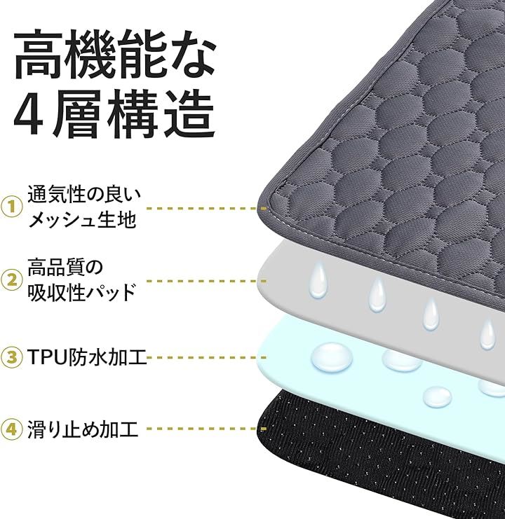 沸騰新柄追加 ペットシーツ 丸ごと洗える 2枚セット トイレシート 超吸収 速乾 繰り返し使える 犬 滑り止め ワイド 消臭 下敷き マット 漏れ防止(ベージュ L:70cm100cmquma