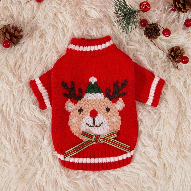 秋と冬犬エルククリスマスお祝いセーター小型および中型犬猫ペット服新年服 ペット服