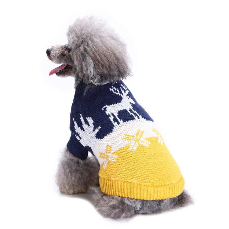 2023年新作入荷 ペット服 犬 服 Tシャツ ドッグウェアペットの服セーターハイネック犬の服セータークリスマス雪花の犬のセーター秋冬