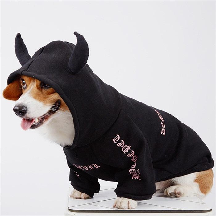 犬 服 デビル ハロウィン コスプレ フレブル服 裏起毛パーカー フレンチブルドッグ ペットウェア