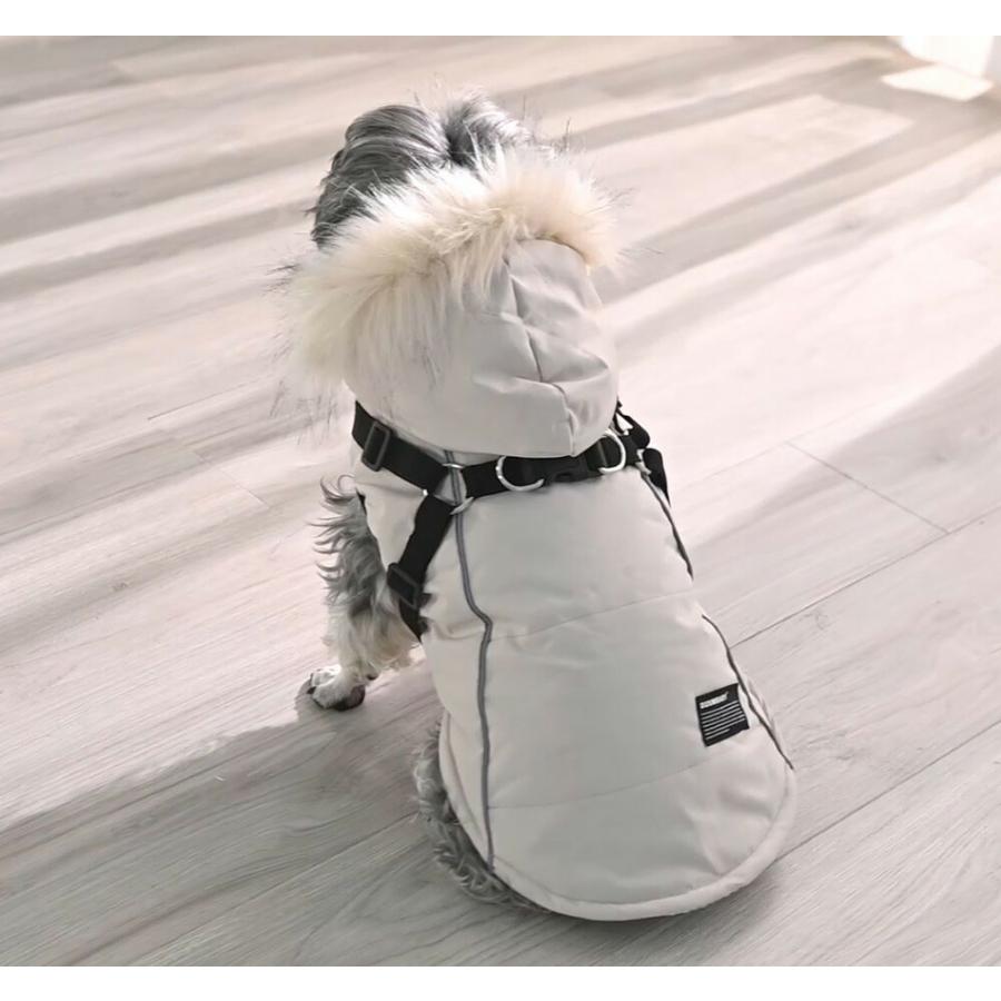 ジャンパー お出かけ ジャケット フード付き 裏ボア 中型犬 小型犬 中綿入り ハーネス一体型 犬 冬服 おしゃれ あったか 犬服 秋冬 ハーネス付き 犬 防寒 コート