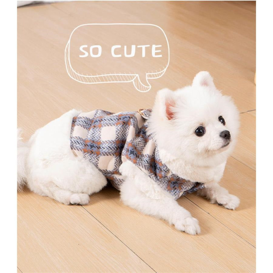 人気商品超目玉 犬服 ペットウェア 犬の服 厚手 Dカン付き チェック柄 ドッグウェア ペット用品 可愛い 暖かい 秋冬春 裏ボア 防寒 モコモコ ふわふわ 散歩