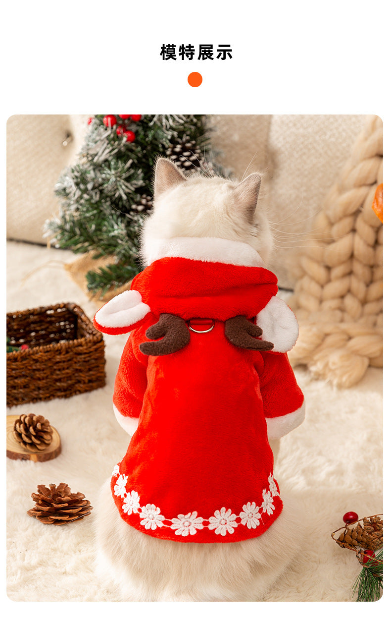 秋冬の犬服 テディボーミペットのコキシナレビーベア秋冬服 猫の服クリスマスシリーズ鹿の角のマント