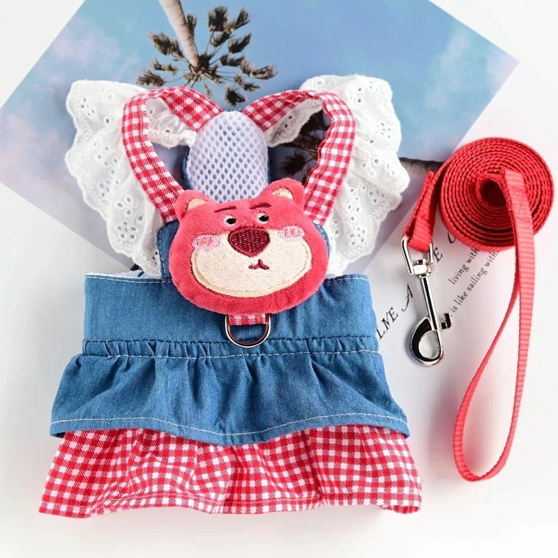 春夏新作 犬服 ペット服 犬 洋服 ペット 犬用品 小中型犬 ペットの犬の服 ワンピース 小型犬 夏 薄い部分 リード付き