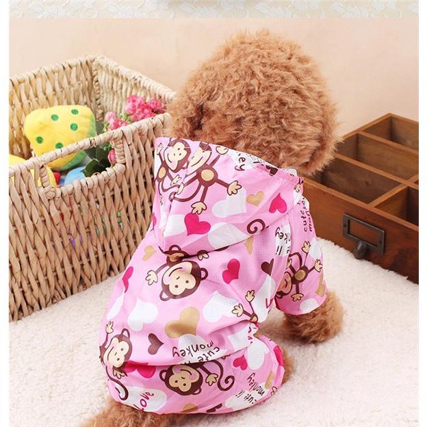 犬レインコート つなぎレインコート ドッグウェア ペット用品 ペットウェア ペット服 カッパ 小型犬 ドッグウェア 犬用ウェア 可愛い 猿柄