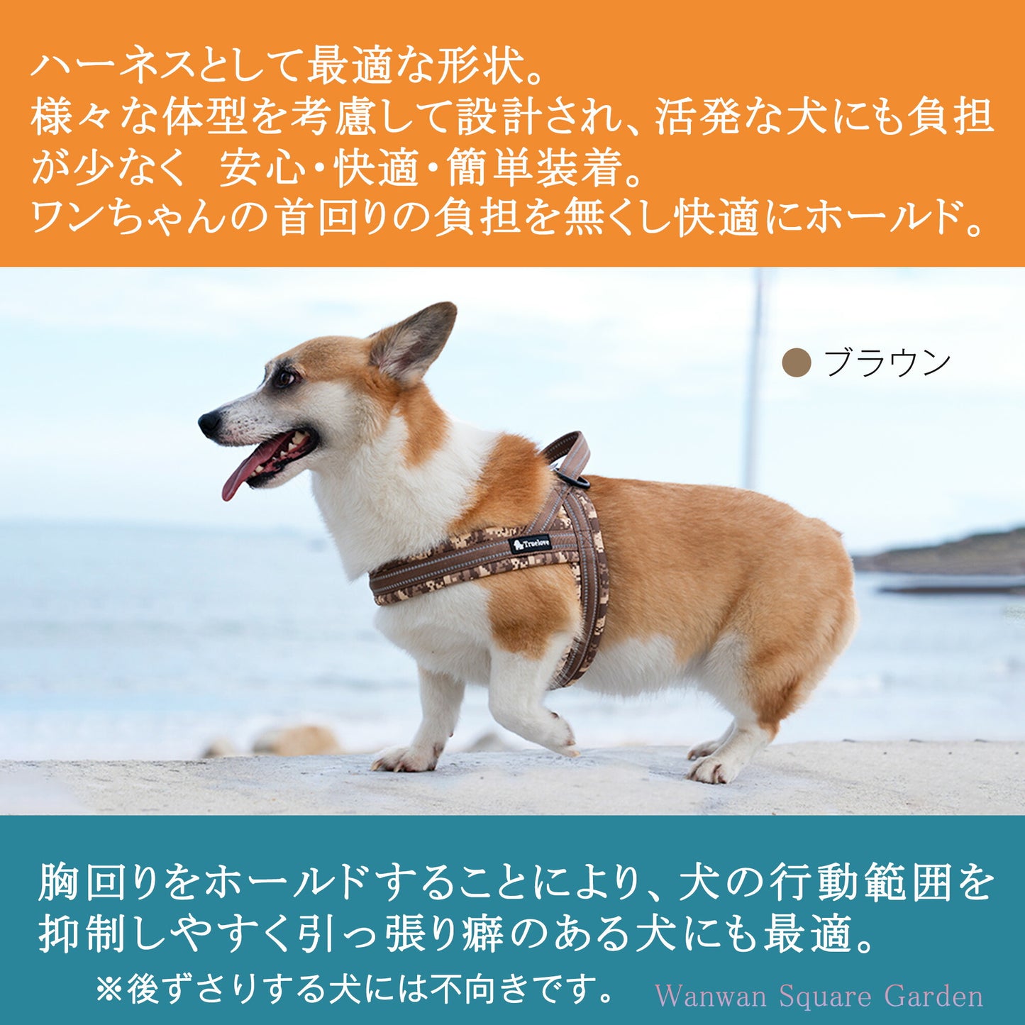 スポーツハーネス 簡単装着 ソフトパッド 大型犬 ハッピーパターン 小型犬 クッション 犬用 快適 Truelove ハーネス つけやすい 胴輪 ブランド 犬 ハーネス