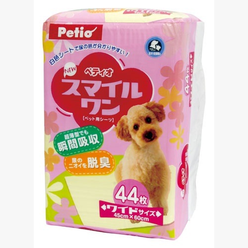 <a href="https://www.qoo10.jp/gmkt.inc/Search/brand.aspx?brandno=66334" target="_blank" class="title_brand" id="btn_brand" title="ペティオ">ペティオ</a>NEWスマイルワン ワイド 44枚 犬猫用 イヌ ネコ シーツ シーツ ワイド NEWスマイルワン