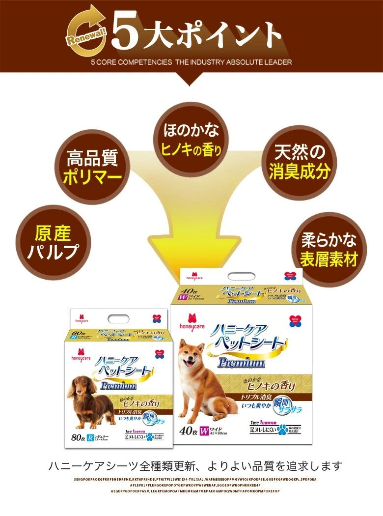 <a href="https://www.qoo10.jp/gmkt.inc/Search/brand.aspx?brandno=109151" target="_blank" class="title_brand" id="btn_brand" title="Honeycare">Honeycare</a>ペットシーツ 中厚型 ペットシート厚型 サイズ選択可 レギュラー ワイド スーパーワイド ヒノキの香り付き 香りの選択