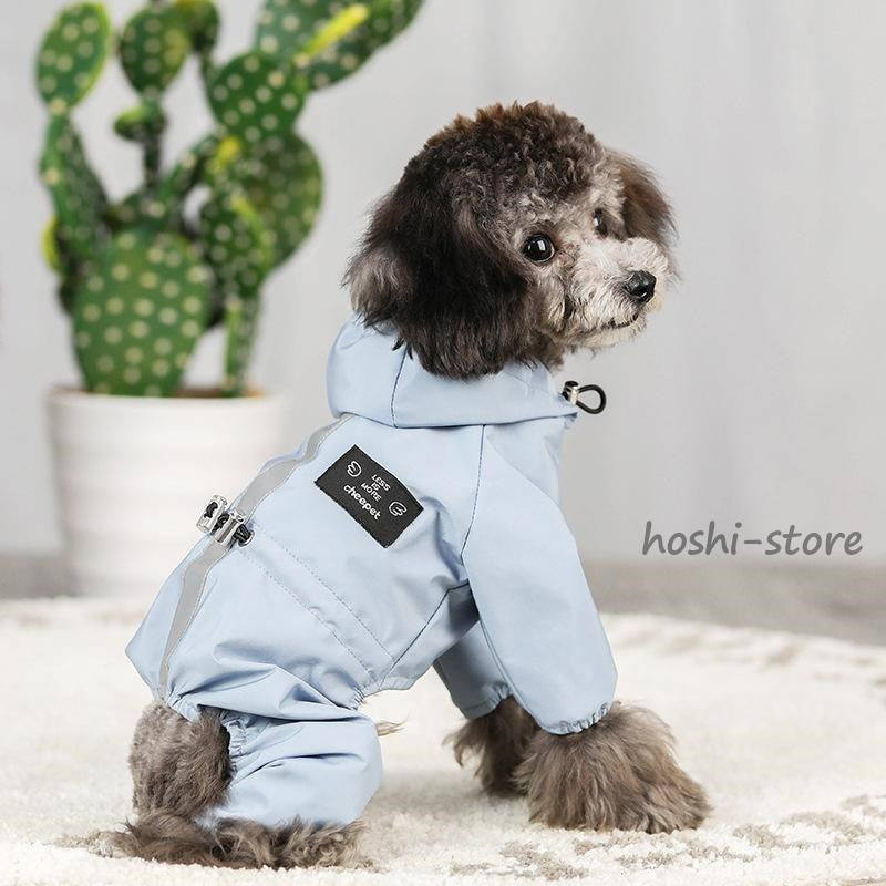 ペット服 ドッグウェア レインコート 犬の服 犬服 雨服 雨の日 防水 雨具 お散歩 梅雨対策 着脱簡単 雨具 パーカー フード付き 四足 小中型犬用