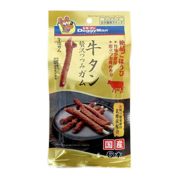 <a href="https://www.qoo10.jp/gmkt.inc/Search/brand.aspx?brandno=25753" target="_blank" class="title_brand" id="btn_brand" title="ドギーマン">ドギーマン</a>牛タン贅沢つつみガム プレーン 6本