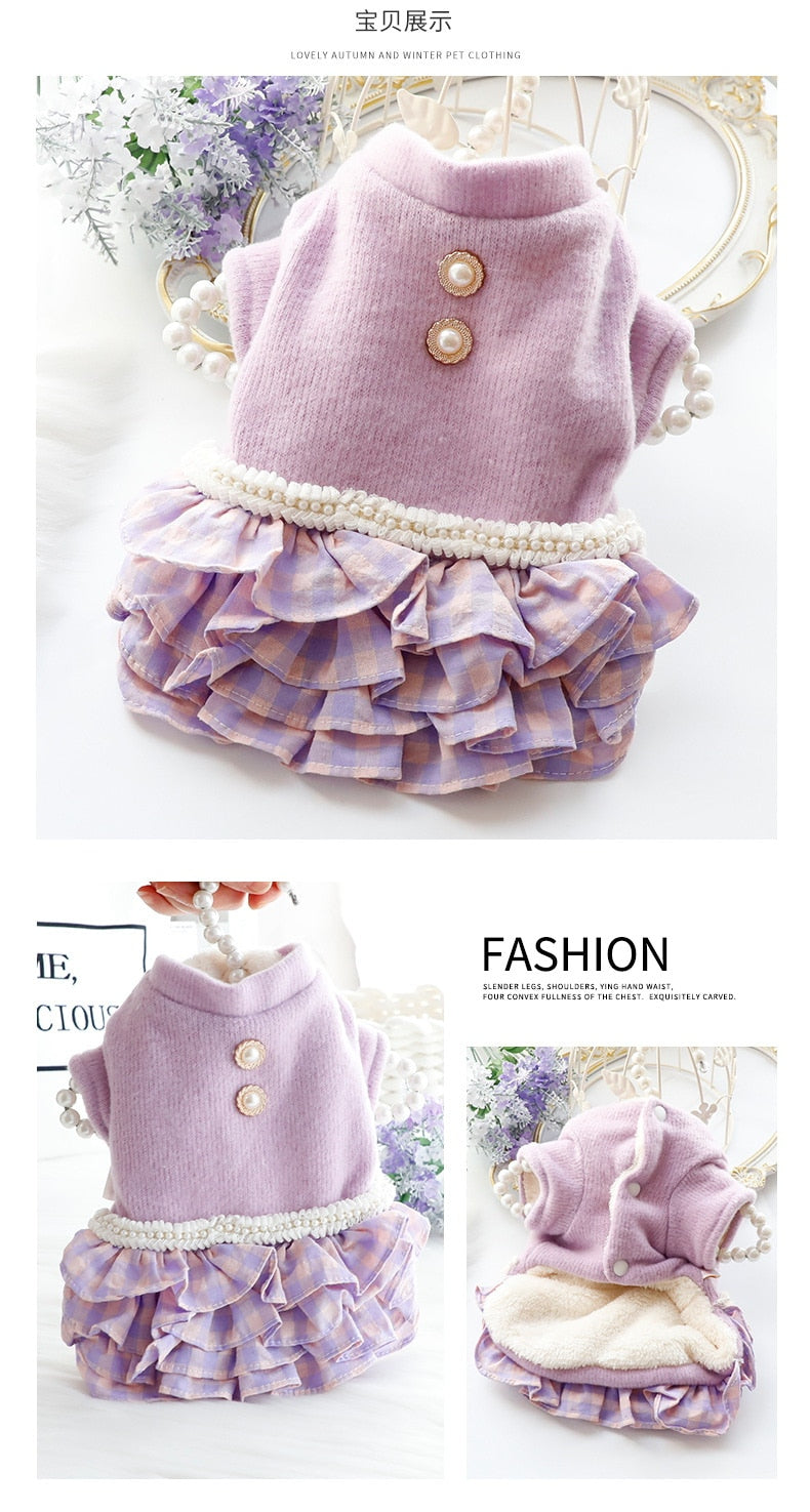 2色の新金犬の服かわいい猫のバブルスリーブロリータお姫様リボン本ピンクワンピース新生ミルク犬のミルク猫の子犬マシュマロ小型犬ペットテディ服CXDZ23