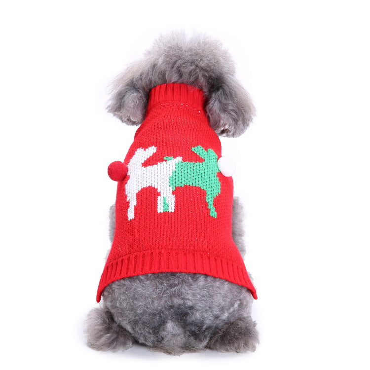 2023年新作入荷 ペット服 犬 服 Tシャツ ドッグウェアペットの服セーターハイネック犬の服セータークリスマス雪花の犬のセーター秋冬