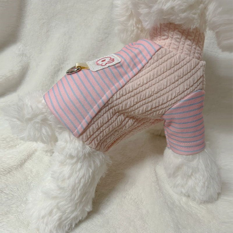 スプリング 犬の服 アウターウェア 牽引可能 ボーダーTシャツ 小型犬用ボトムシャツ 犬 服 犬の服 犬 洋服 犬の服夏 犬洋服