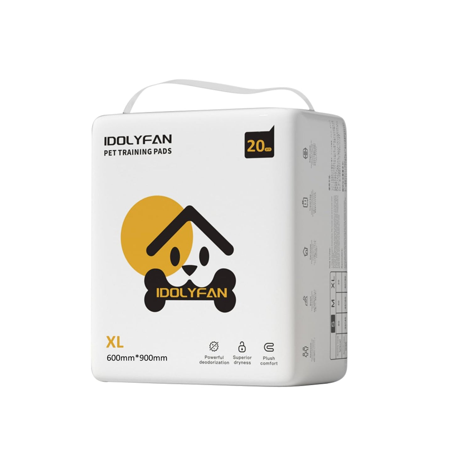 IDOLYFAN ペットシーツ 犬用 猫用 60×90cm 20枚入り 5層中厚手 防漏 超吸収 消臭 トイレトレーニング 中型・大型犬 うさぎ/ハムスター対応 屋内/介護/旅行用