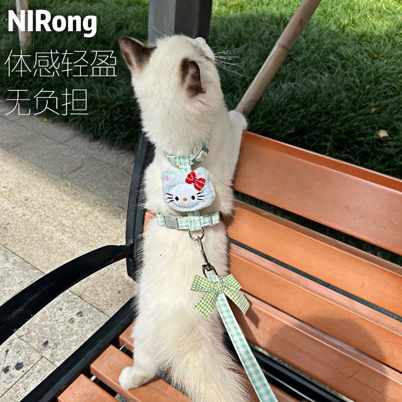 メガ割日系かわいい蝶ネクタイ猫牽引ロープウサギ首輪猫チェーン工字型散歩ロープは外出を調節できる914