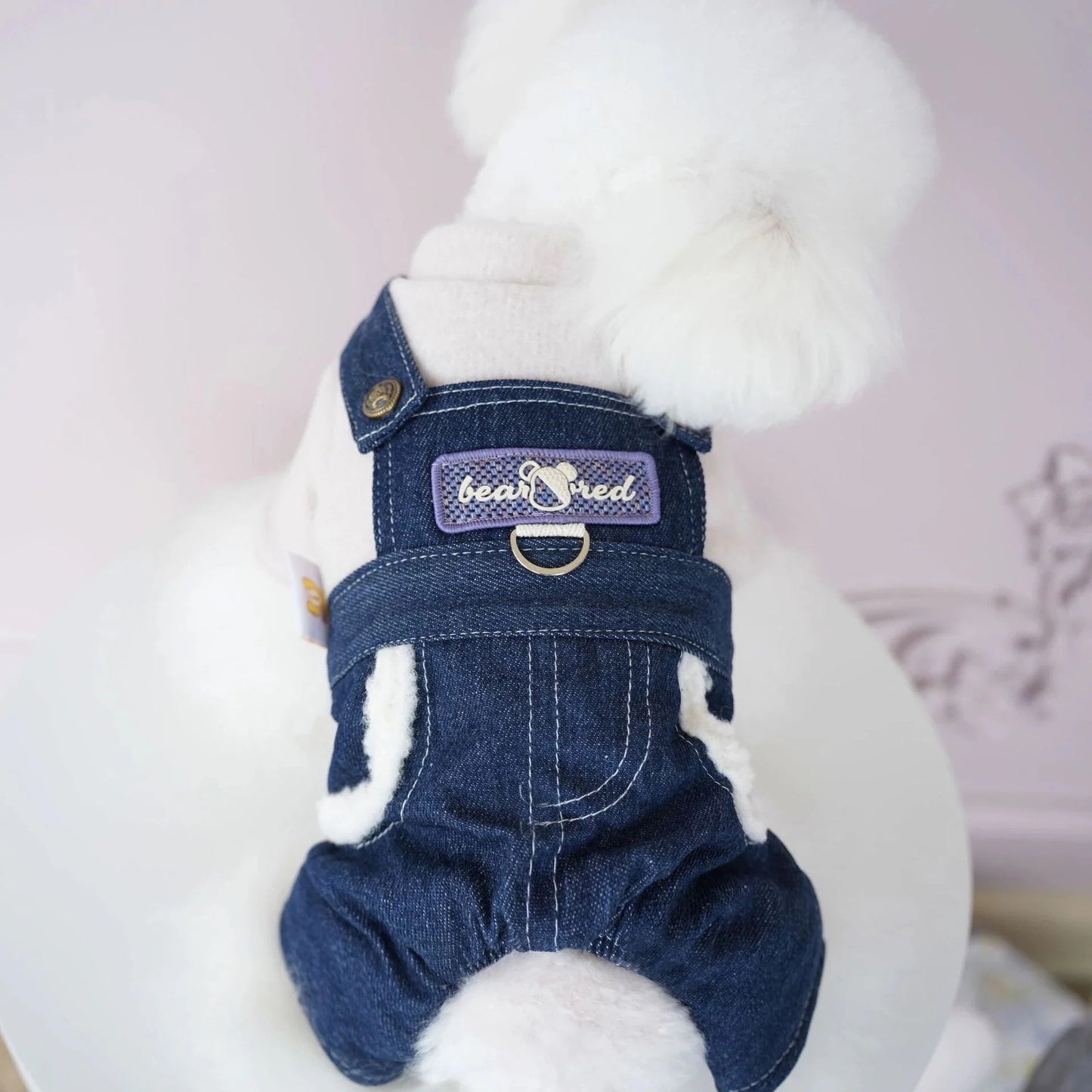 犬服ペット新作秋冬ウェア擦れデニムスーツ犬ビション背中4本足服ズボン2本足服