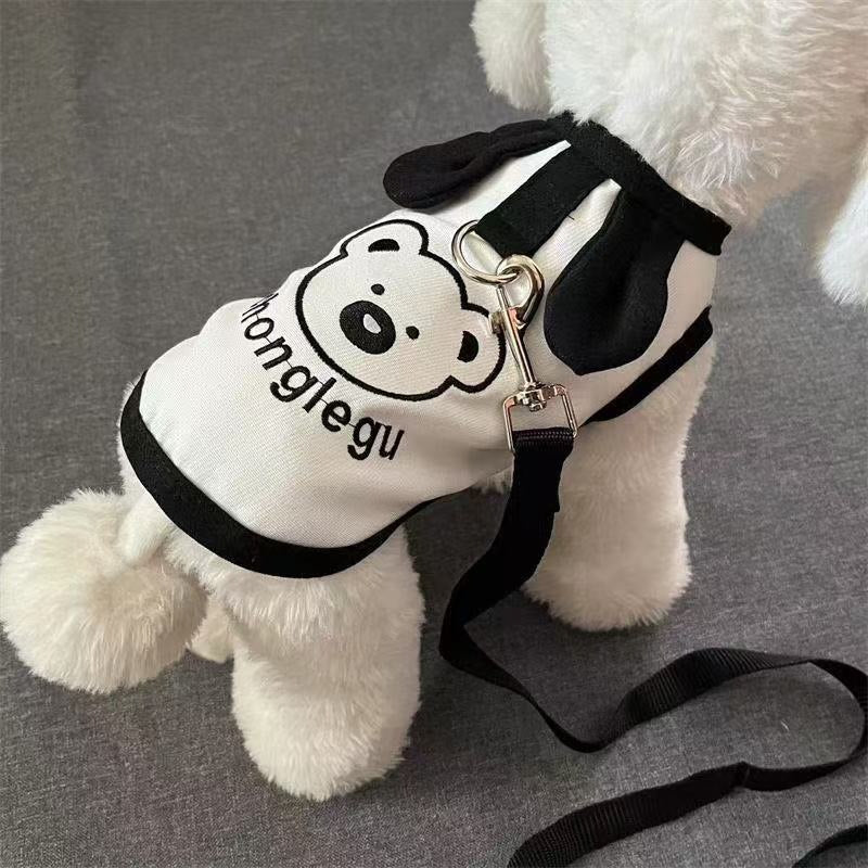 売れ筋 白黒クマ柄 抜け毛防止ベスト ノースリーブ ペット用 犬 服 犬 服 犬服 犬の服 ペット用品 ハーネス 小型犬