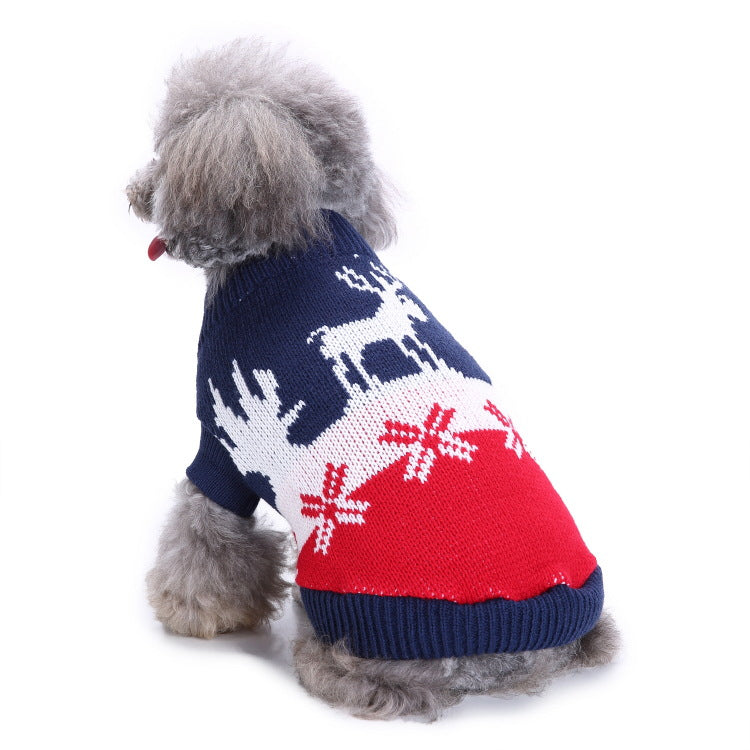 2023年新作入荷 ペット服 犬 服 Tシャツ ドッグウェアペットの服セーターハイネック犬の服セータークリスマス雪花の犬のセーター秋冬