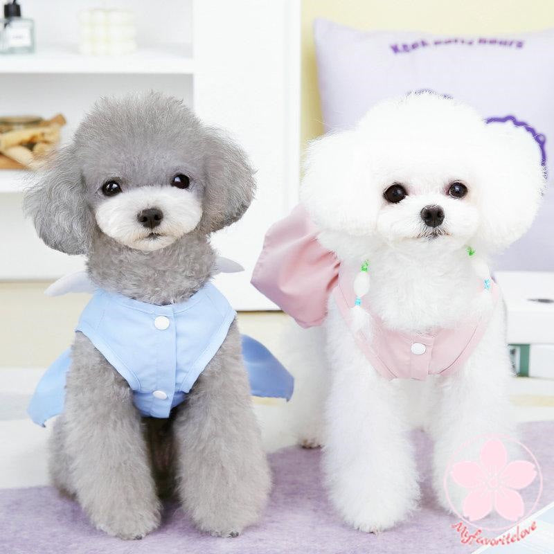 新作登場 ペット服 安い 犬 春 夏 秋 天使の羽 ワンピース フリル ウェアハーネス かわいい 可愛い 猫 ドッグウェア
