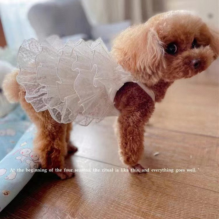 メガ割 24天星いっぱいのウェディングドレスドレス甘い犬のペット服猫のスカートテディ王女のスカート