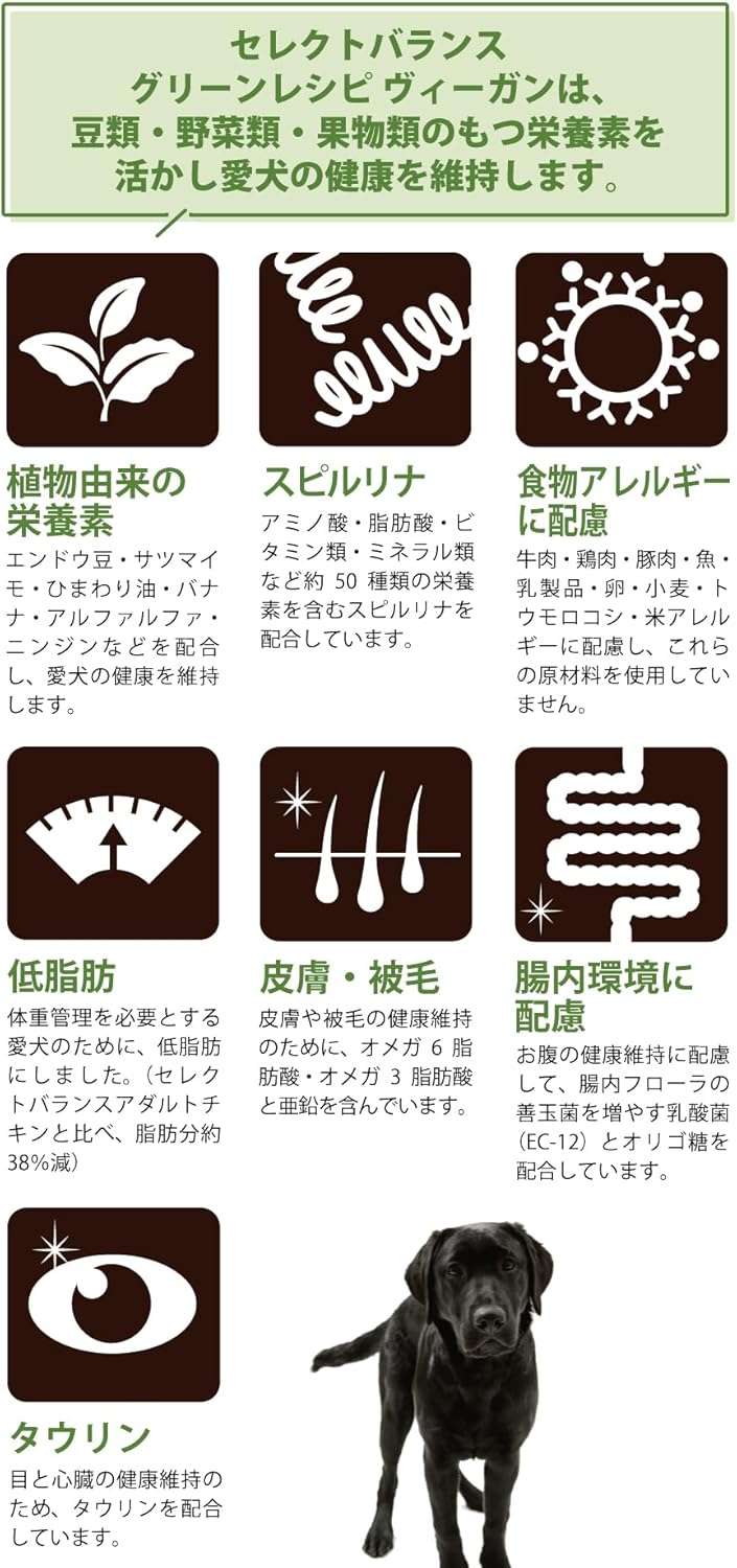 <a href="https://www.qoo10.jp/gmkt.inc/Search/brand.aspx?brandno=109498" target="_blank" class="title_brand" id="btn_brand" title="Select Balance ">Select Balance </a>セレクトバランス グリーンレシピ ヴィーガン 小粒 2.4kg
