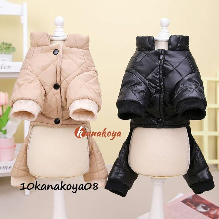 犬服 秋 冬 暖かい ドッグウェア 裏ボア キルティング 中綿コート つなぎ ペットウェア 裏起毛 犬の服 小型犬 トイプードル ジャケット