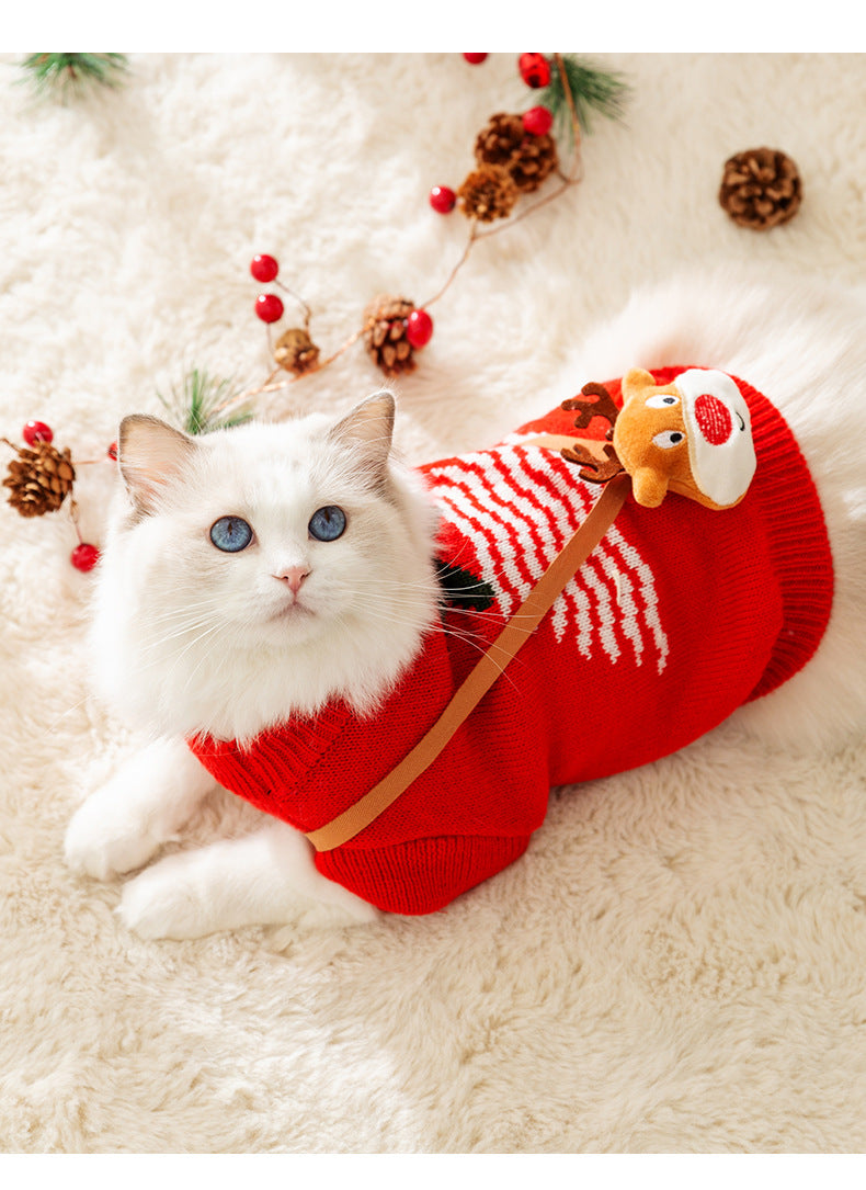 猫クリスマスお祭り秋冬ヘラジカクロスボディニットジャンパー犬暖かいハロウィンペット服