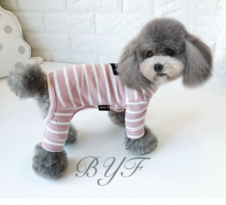 犬服 ストライプ柄 小中型犬服 犬洋服 ペット服 ペット用品 猫 犬つなぎ オシャレな犬用ロンパース