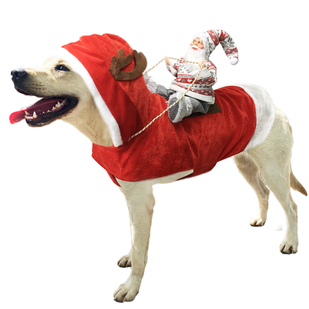 ペット犬クリスマス衣装サンタ乗馬スーツクリスマスペット服鹿乗馬スーツペットクリスマス用品