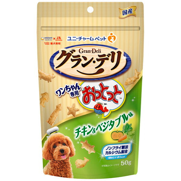<a href="https://www.qoo10.jp/gmkt.inc/Search/brand.aspx?brandno=18151" target="_blank" class="title_brand" id="btn_brand" title="ユニ・チャーム">ユニ・チャーム</a>グランデリ ワンちゃん専用おっとっと チキン&ベジタブル味 50g