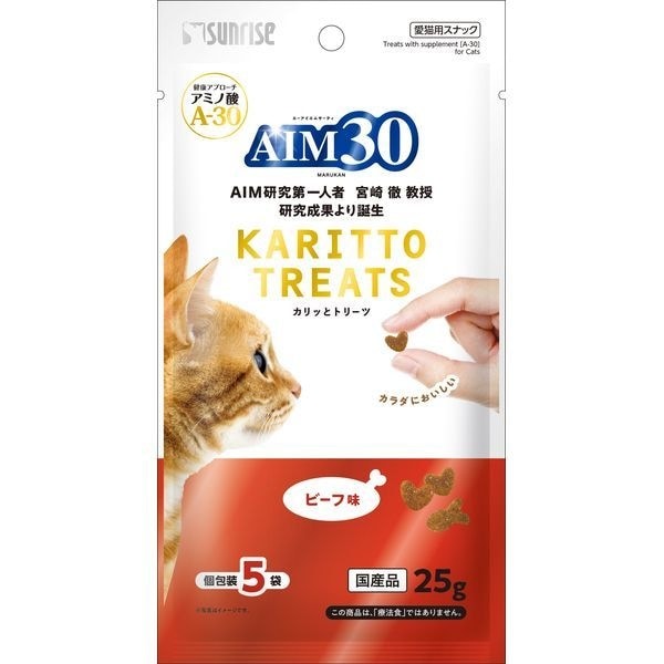 <a href="https://www.qoo10.jp/gmkt.inc/Search/brand.aspx?brandno=26472" target="_blank" class="title_brand" id="btn_brand" title="マルカン">マルカン</a>AIM30 カリッとトリーツ ビーフ味 5g5袋