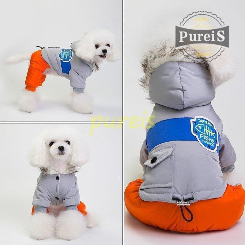 大人の魅力 犬服 ペット服 ペット用品 秋冬中綿ダウンジャケット 防寒 もこもこ あったか つなぎ ロンパース オーバーオール 前開き 小型犬 ペット用 お出掛け お散歩
