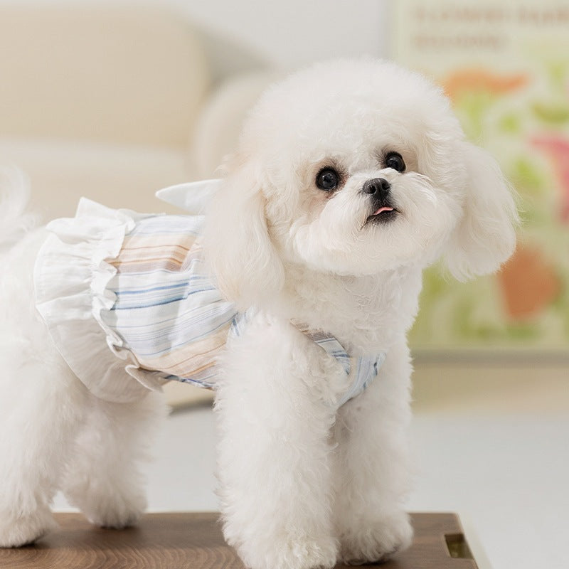 犬 洋服 2025新作犬服春夏ボーダー蝶結びキャミソール小型犬ペットドレス