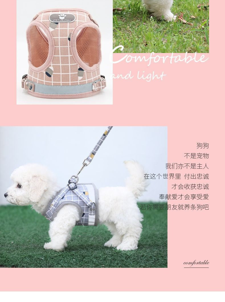 背心式犬牽引紐テディ比熊小型犬胸背ドッグラン子犬チェーンペット用品