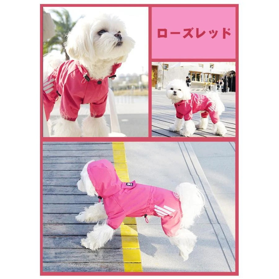 犬用 レインコート レインパーカー 犬 おしゃれ 可愛い 通気 軽量 ペット用品 着脱簡単 四季通用 帽子付き ペット服 ドッグウェア 4本足 雨具 小型犬 中型犬