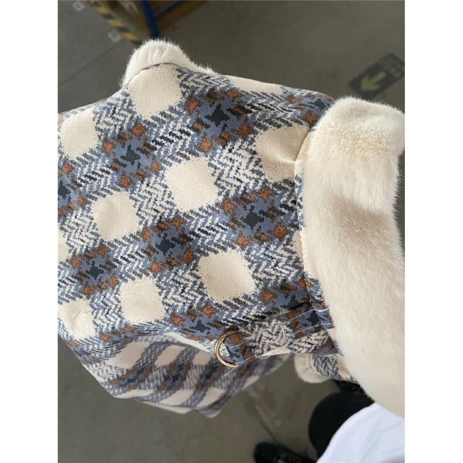 人気商品超目玉 犬服 ペットウェア 犬の服 厚手 Dカン付き チェック柄 ドッグウェア ペット用品 可愛い 暖かい 秋冬春 裏ボア 防寒 モコモコ ふわふわ 散歩