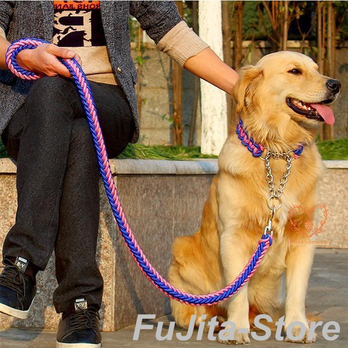 高評価,犬 リード 首輪 極太 ペット ドッグ ハーフチョーク チョーカー 編込み 大型犬 中型犬 小型犬
