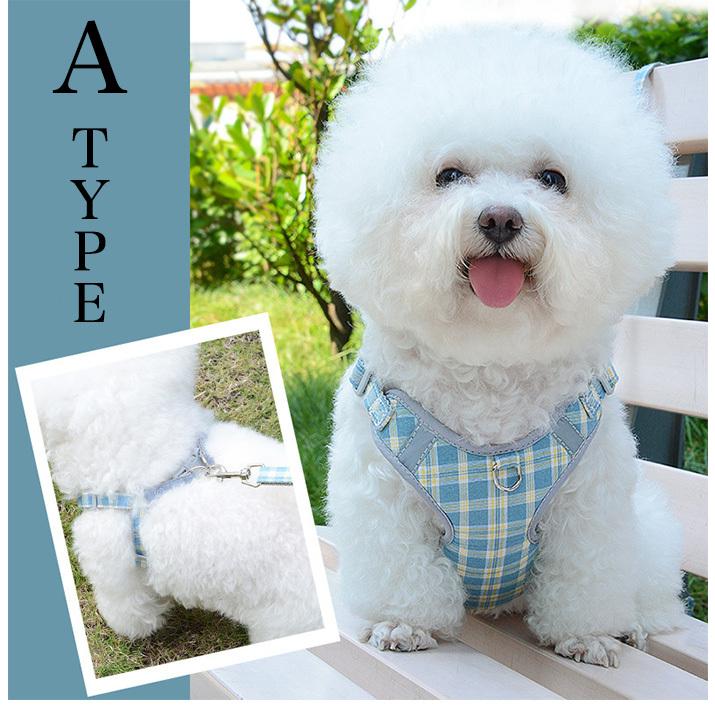 服 ドッグ キャット 猫 ウェアハーネス リード付 犬 ハーネス ペット カラフル 胴輪 チェック