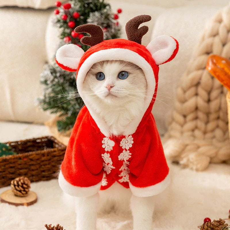 秋冬の犬服 テディボーミペットのコキシナレビーベア秋冬服 猫の服クリスマスシリーズ鹿の角のマント