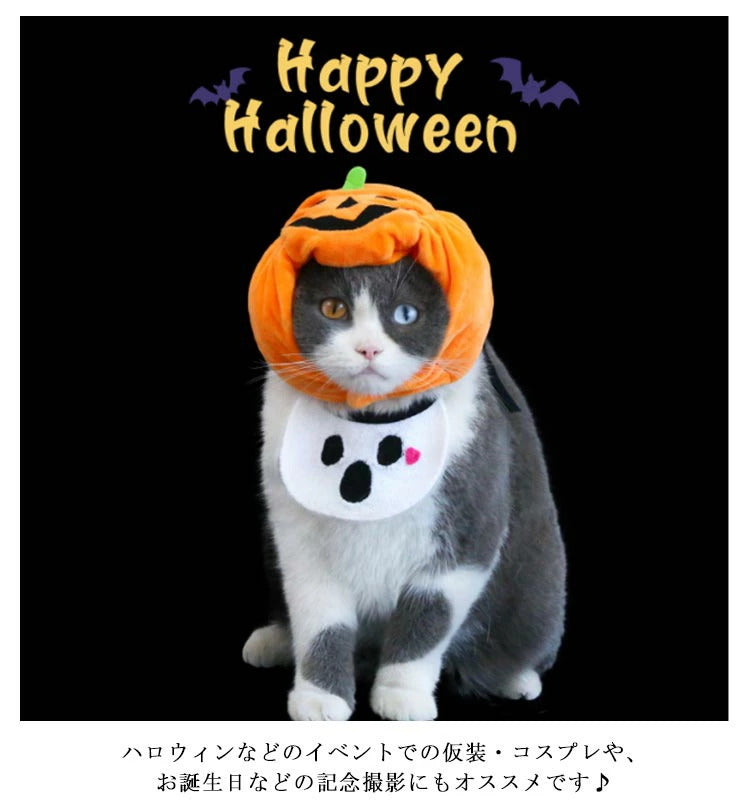 タイムセール 服 衣装 犬 帽子 ハロウィン かぼちゃ パンプキン ペット 着ぐるみ スタイ 被り物 かぼちゃ帽子 コスプレ もしろ ハロウィン 帽子 コスチューム 幽霊 犬 猫 ドッグウェア ペット