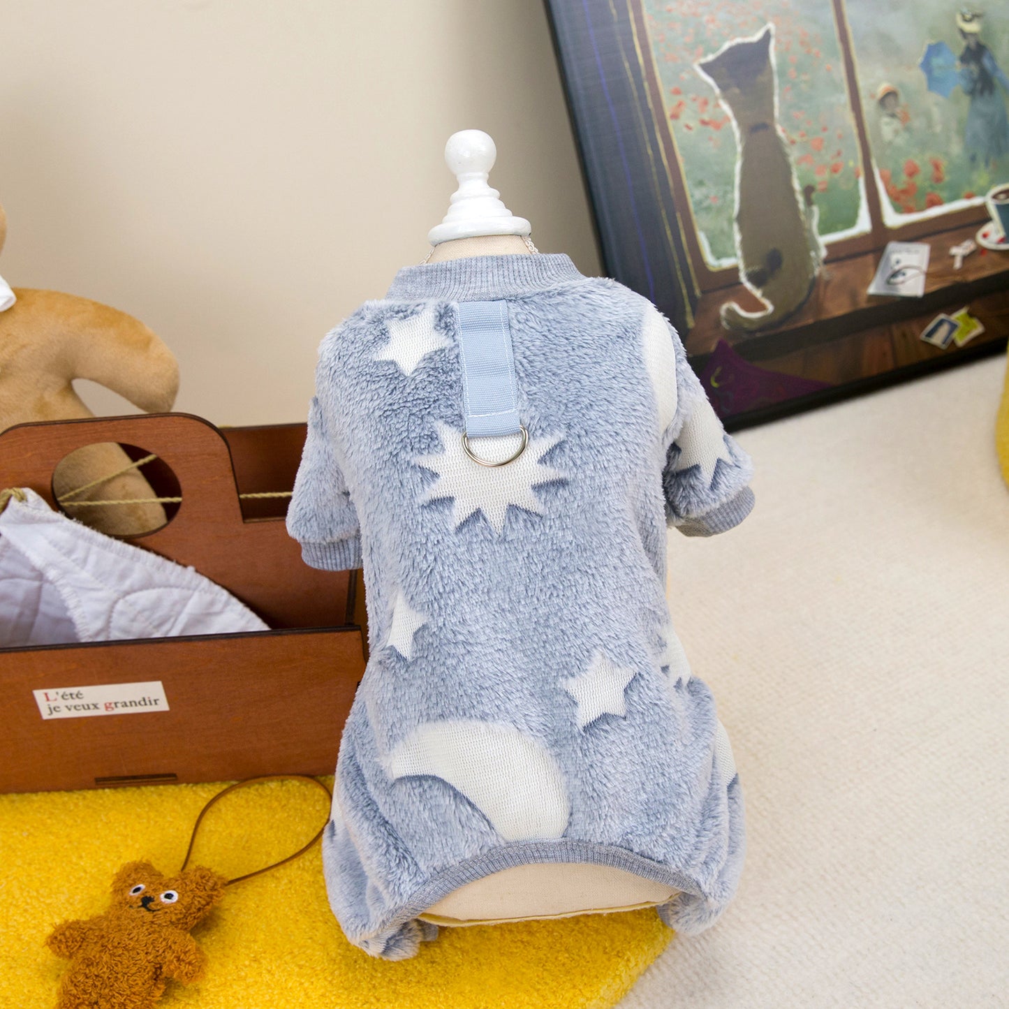 人気犬の服ペットの服小型犬や猫が秋と冬に着用することができ暖かく快適なグローインザダーク4本足のフリースのジャケット