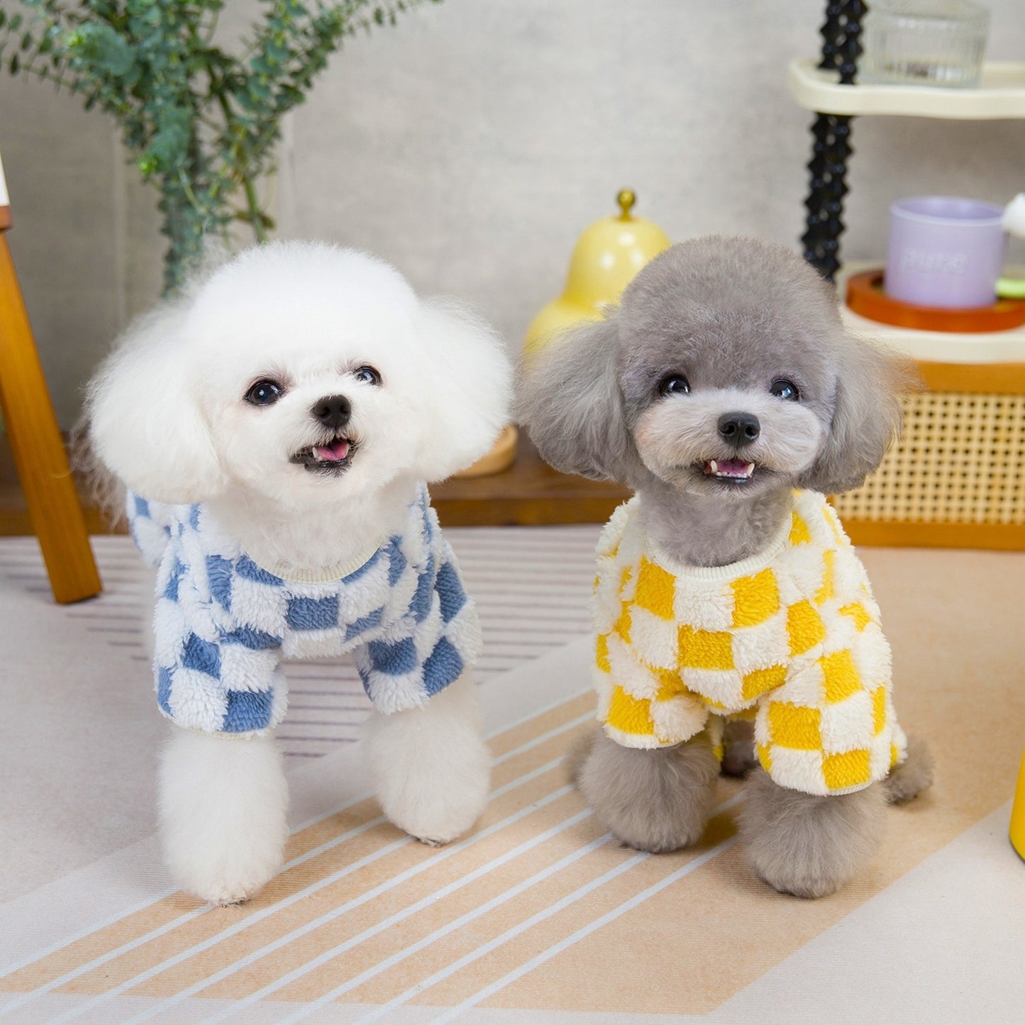 人気犬服 ペット服 小型犬 猫用 秋冬 あったか 快適 シェブロン両面フリースコート