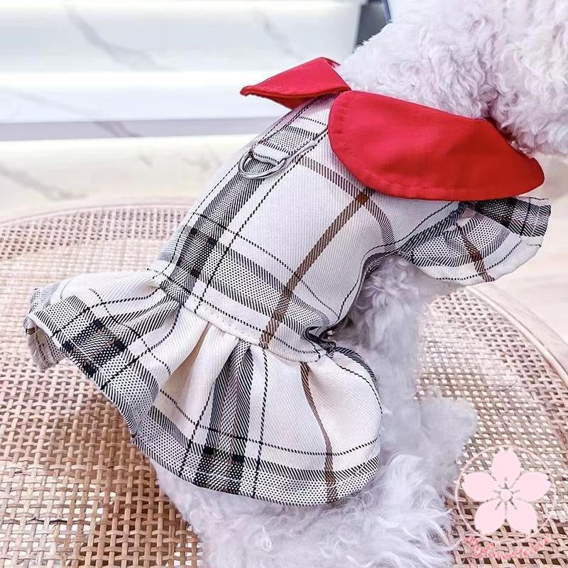 万能流行感 ペット 服 安い 犬 春 夏 秋 チェック 柄 ワンピース かわいい 可愛い ハイブランド 猫 ドッグウェア