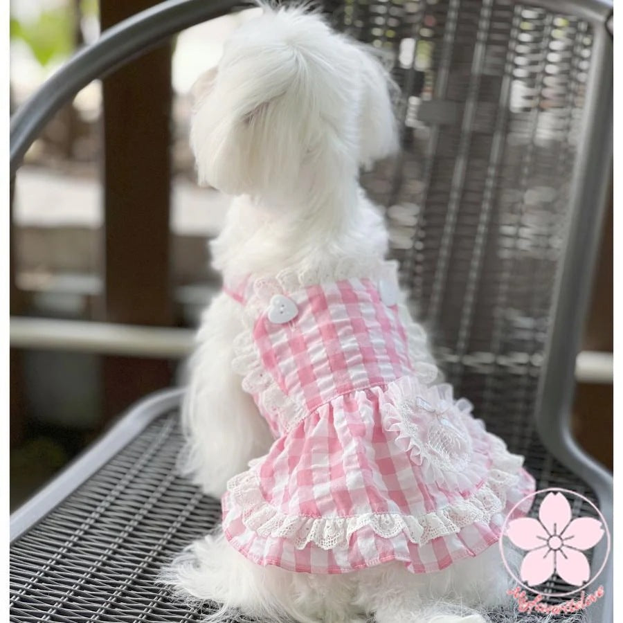 万能流行感 ぺット 服 安い 犬 春 夏 チェック フリル キャミソール かわいい 可愛い ハイブランド 猫 ドッグ ウェア