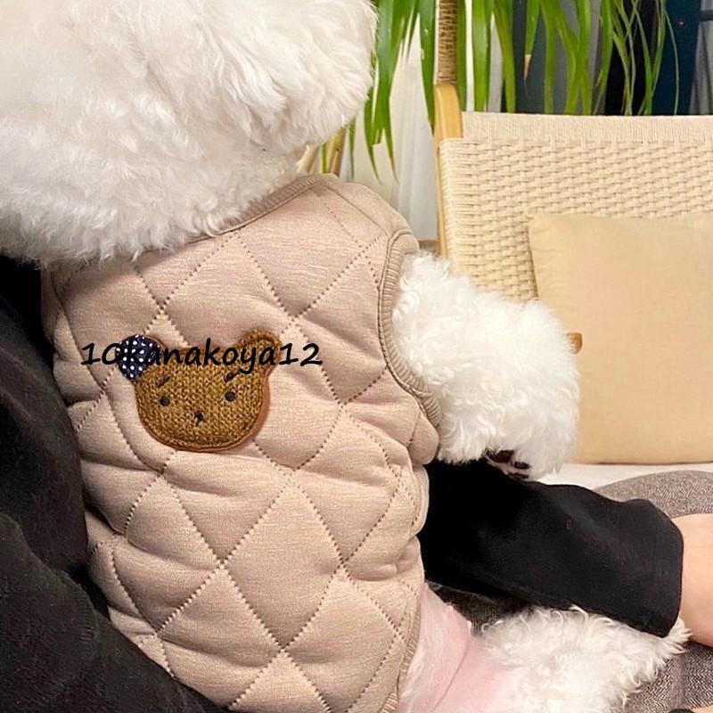 犬 服 ジャケット コート クマ 犬の服 オシャレ 防寒 キルティング ダウン風ジャケット 冬 防寒 冬服 冬物