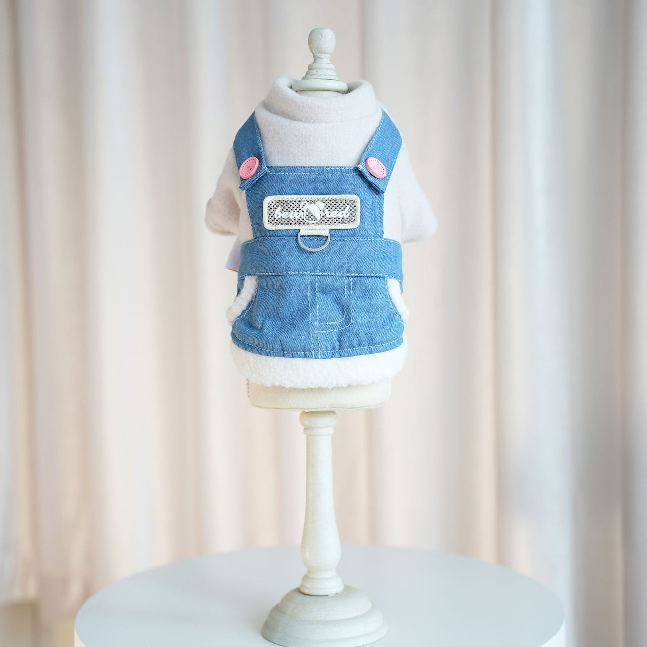 犬服ペット新作秋冬ウェア擦れデニムスーツ犬ビション背中4本足服ズボン2本足服