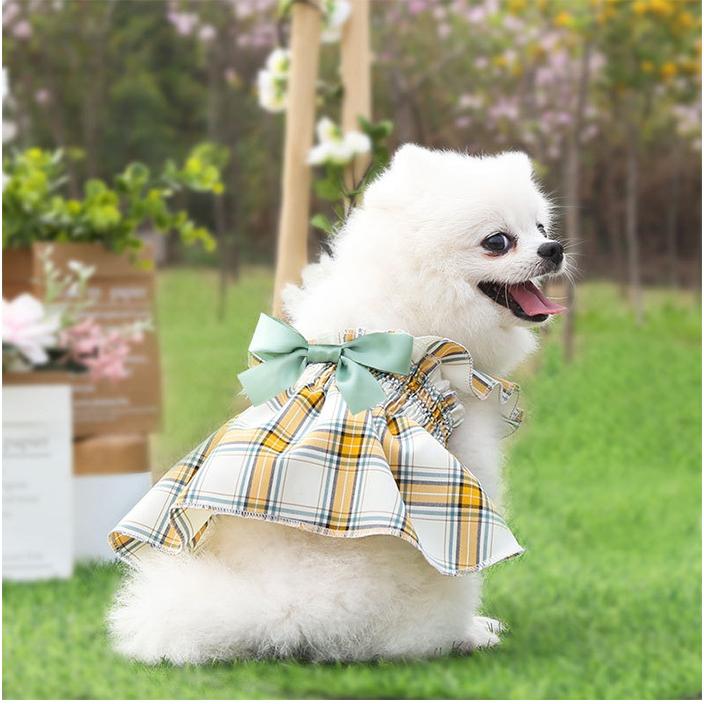 犬 ウェア りぼん ワンピース 中型犬 ドッグ リボン ドレス 秋 犬服 フリル ペット ドッグウェア 小型犬 夏 冬 猫 スカート 春 服